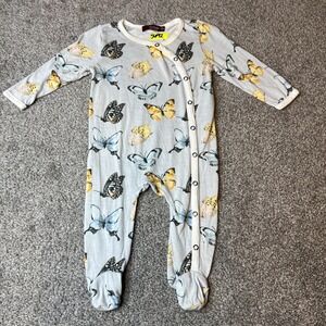 Milkbarn Baby Footed Romper 3-6 Months Butterfly Organic Cotton Snap Pajama